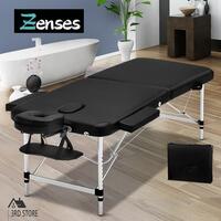 Zenses Massage Table 55cm Portable Aluminium 2 Fold Massage Bed Beauty Therapy