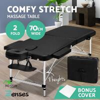 Zenses Massage Table 70CM Portable Aluminium 2 Fold Treatment Beauty Therapy