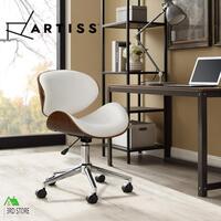 RETURNs Artiss Office Chair Gaming Wooden Computer Chairs Home Study Work Seat White