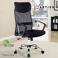 Artiss Office Chair Computer PU Leather Mesh Chairs Executive High Back Black