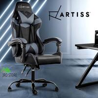 Artiss Gaming Office Chair Computer Chairs Leather Seat Racing Recliner Grey