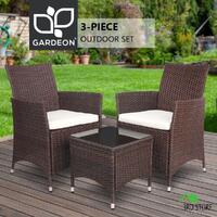 Gardeon Patio Furniture Outdoor Furniture Set Chair Table Garden Wicker Brown