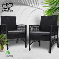 Gardeon Outdoor Furniture Dining Chairs Rattan Garden Patio Cushion Black x2