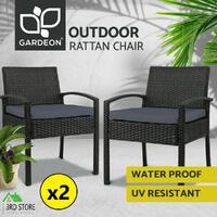 Gardeon Outdoor Furniture Dining Chairs Wicker Garden Patio Cushion Black x2
