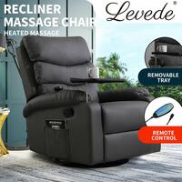 RETURNs Levede Massage Chair Recliner 8 Point Heated Lounge Sofa Armchair 360 Swivel GY