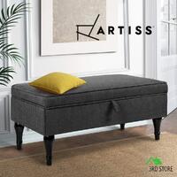 Artiss Blanket Box Storage Ottoman Linen Fabric Chest Foot Stool Bed Couch Grey