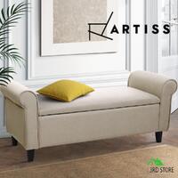 Artiss Storage Ottoman Blanket Box Linen Fabric Arm Foot Stool Couch Chest Large
