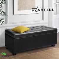 Artiss Storage Ottoman Blanket Box PU Leather Fabric Chest Toy Foot Stool Bed Large Black