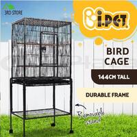 i.Pet Bird Cage Large Parrot Aviary With Stand Budgie Cages 144CM Accessories