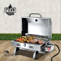 Grillz Portable Gas BBQ Grill Smoker Stainless Steel Outdoor Kitchen Camping