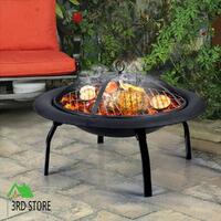 22" Fire Pit BBQ Grill Pits Outdoor Portable Fireplace Garden Patio Heater