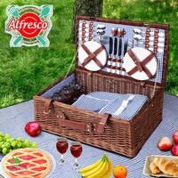 Alfresco Picnic Basket 4 Person Baskets Handle Outdoor Insulated Blanket
