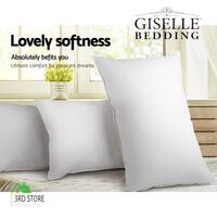 Giselle Bedding Pillow Duck Down Feather Pillows Twin Pack Cotton Cover Hotel