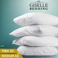 Giselle Bedding Family Hotel 4 Pack Bed Pillow Soft Medium Firm Cotton 48X73CM