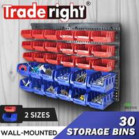 Traderight 30 Tool Storage Bins Wall Mounted Organiser Parts Garage Workshop Box
