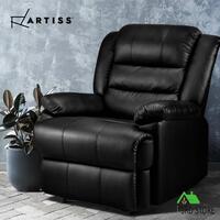 Artiss Recliner Chair Armchair Luxury Single Lounge Sofa Couch Leather Black
