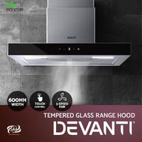 RETURNs Devanti Rangehood 600mm Range Hood 60cm Stainless Steel Glass Kitchen Canopy