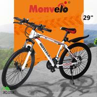 29'' Mountain Bicycle White Racing Bike 21 Speed Dual Disc Brake Carbon Steel
