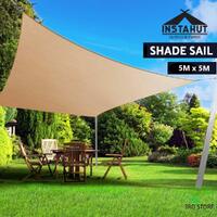 Instahut 5x5m 280gsm Shade Sail ShadeCloth Heavy Duty Sun Canopy Square