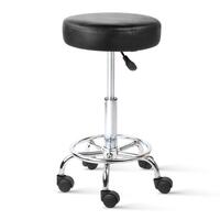 Artiss 2x ROUND Salon Stool Black PU Swivel Barber Hair Dress Chair Hydraulic Lift