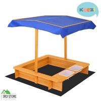 Keezi Kids Sandpit Outdoor Toys Wooden Play Sand Pit Water Box Canopy Children