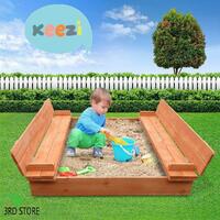 Keezi Kids Outdoor Toys Sandpit Box Square Wooden Sand Pit Play Set Children