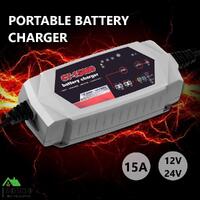 Smart Battery Charger 15A 12V24V Automatic AGM Car Truck Boat Motorcycle GEL