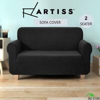 Artiss High Stretch Sofa Cover Couch Lounge Protector Slipcovers 2 Seater Black