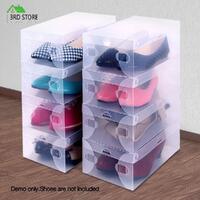 20X Transparent Clear Shoe Storage Box Foldable Portable Stackable Case Wardrobe