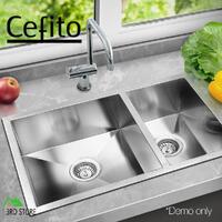 Cefito Stainless Steel Kitchen Sink Under/Topmount Laundry Double Bowl 710X450MM