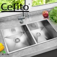 Cefto Kitchen Sink Stainless Steel Handmade Under/Topmount Double Bowl 865x440mm