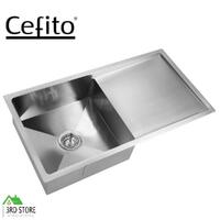 Cefito Kitchen Sink Handmade Stainless Steel Under/Topmount Laundry 870x450mm