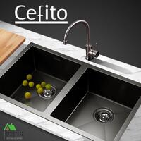Cefito Stainless Steel Kitchen Sink Under/Topmount Laundry Double Bowl 770X450MM