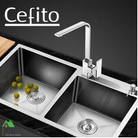 Cefito Stainless Steel Kitchen Sink Under/Topmount Laundry Double Bowl 800X450MM