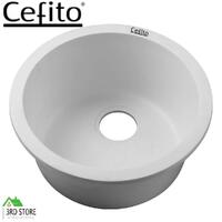 Cefito Stone Kitchen Sink Granite Under/Topmount Basin Bowl Laundry Round 430MM
