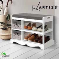 Artiss Shoe Cabinet Bench Shoes Storage Rack Organiser Wooden White Cupboard