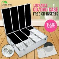1000 Discs Aluminium CD DVD Cases Bluray Lock Storage Box Organizer Free Inserts