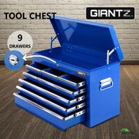 Giantz Tool Chest Cabinet Box 9 Drawers Toolbox Storage Garage Organiser Blue