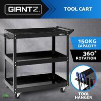 Giantz Tool Trolley Box Cart 3-Tier Toolbox Garage Storage Roller Organizer BK