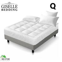 Giselle Bedding Bamboo Pillowtop Mattress Topper Fibre 1000GSM Pad Cover QUEEN