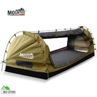 Mountview Free Standing Camping Swag with 2 Way Entry in King Single Size in Khaki Color