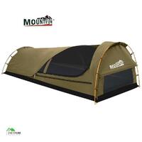 Mountview Free Standing Camping Swag with All Weather Awning in King Single Size in Khaki Color