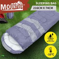 Mountview Single Sleeping Bag Bags Outdoor Camping Hiking Thermal -10 Tent Grey