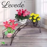 Levede Arch Shape Metal Plant Stand with 3 Plant Pot Space in Bronze Colour
