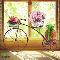 Levede Bicycle Shape Metal Plant Stand with 3 Plant Pots Space in Bronze Colour