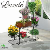 Levede Plant Stand Outdoor Indoor Metal Flower Pots Rack Garden Corner Shelf