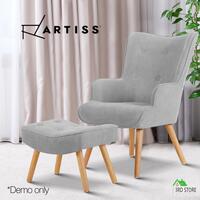 Artiss Armchair Lounge Chair Ottoman Accent ArmChairs Fabric Single Sofa Chairs
