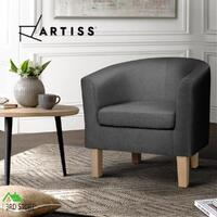 Artiss Armchair Lounge Chair Tub Accent Armchairs Fabric Sofa Chairs Wooden Grey