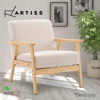 Artiss Armchair Single Sofa 1 Seater Lounge Armchairs Scandinavian Fabric Beige
