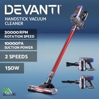 Devanti Handheld Vacuum Cleaner Cordless Stick Handstick Vac Bagless 2-Speed Red